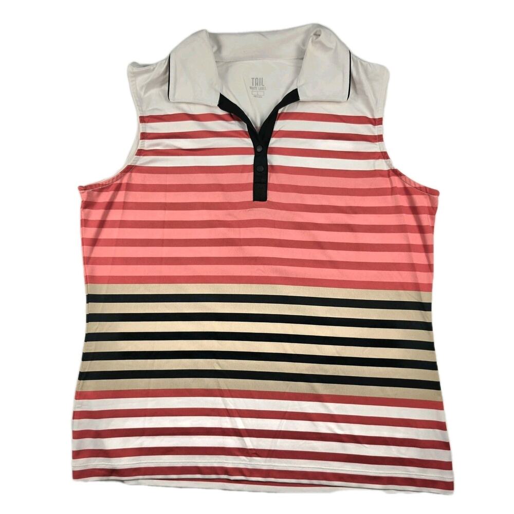 Tail White Label Women's Striped Workout Top Golf Excercise Athlete Active Large
